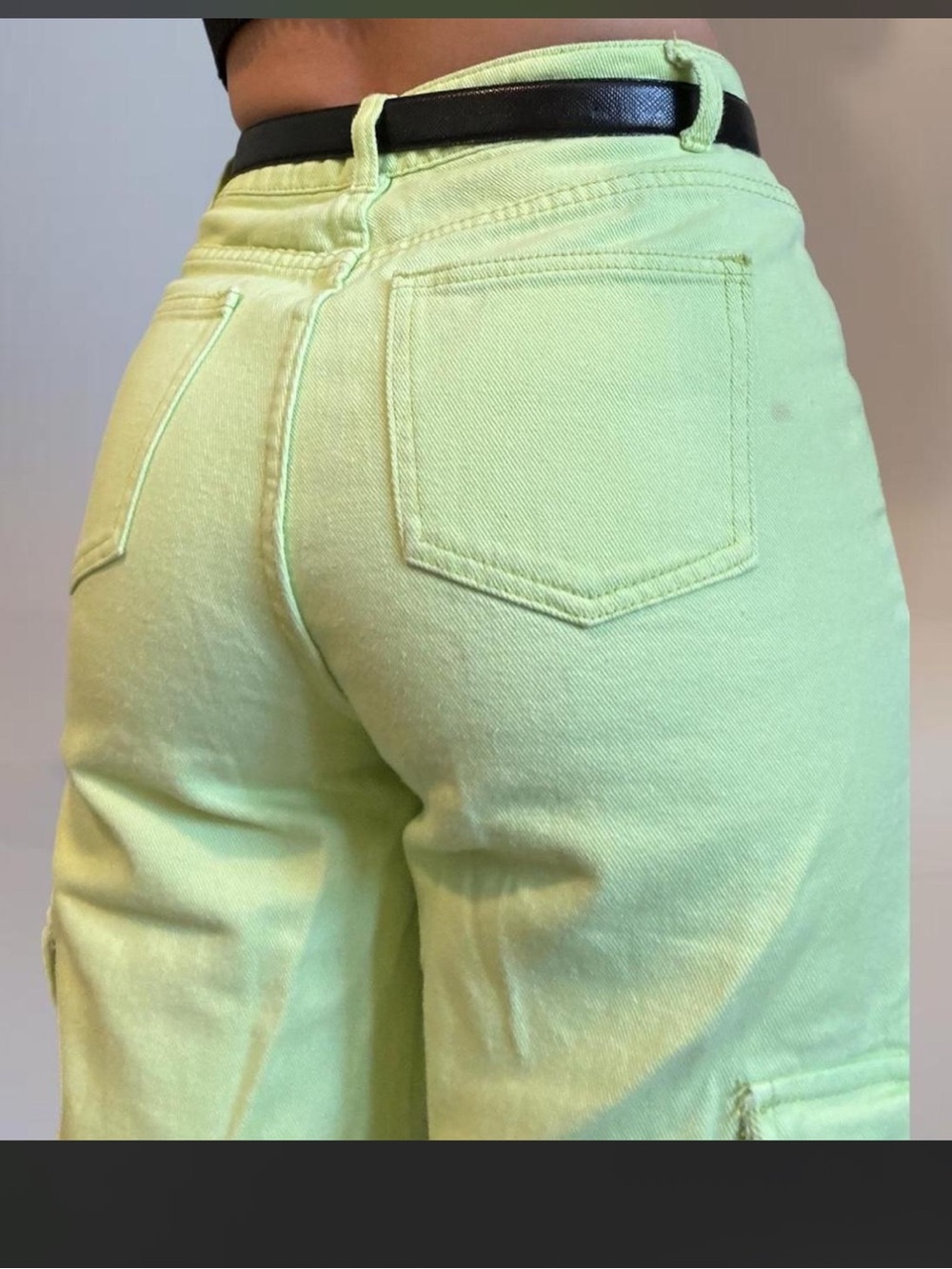 High-Waist Neon Lime Cargo Jeans